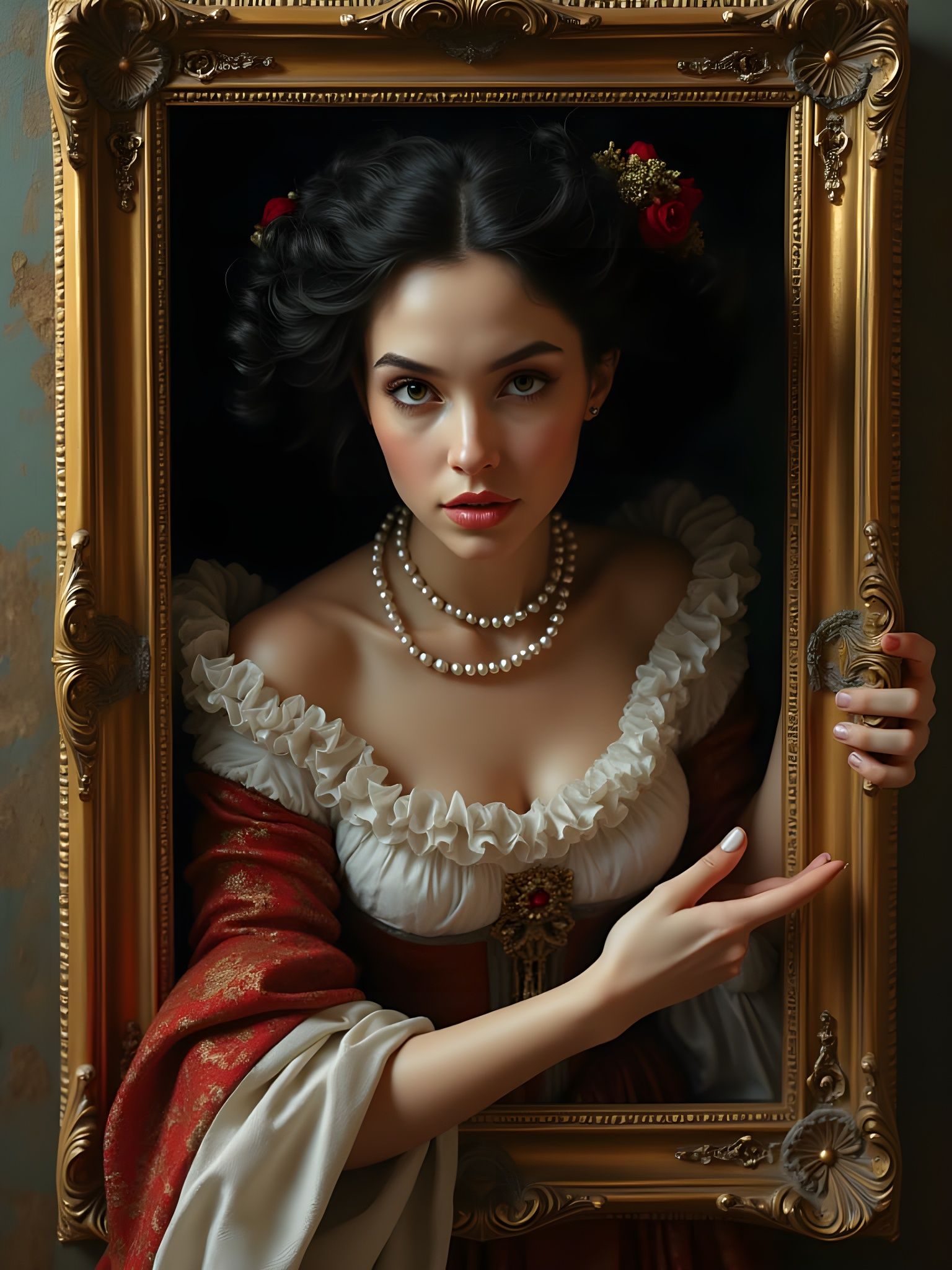 Enchanting Renaissance Woman Steps Beyond the Frame