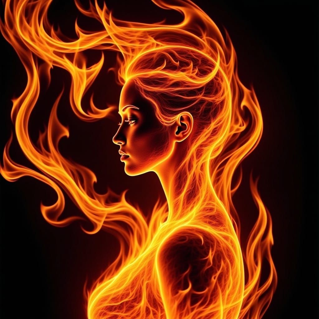 Intricate Flame <lora:made of flames flux:1.0> head-and-shoulders portrait of a beautiful woman made entirely of flames,
 flamewoman