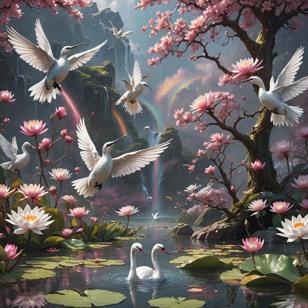 Hummingbird in the lake