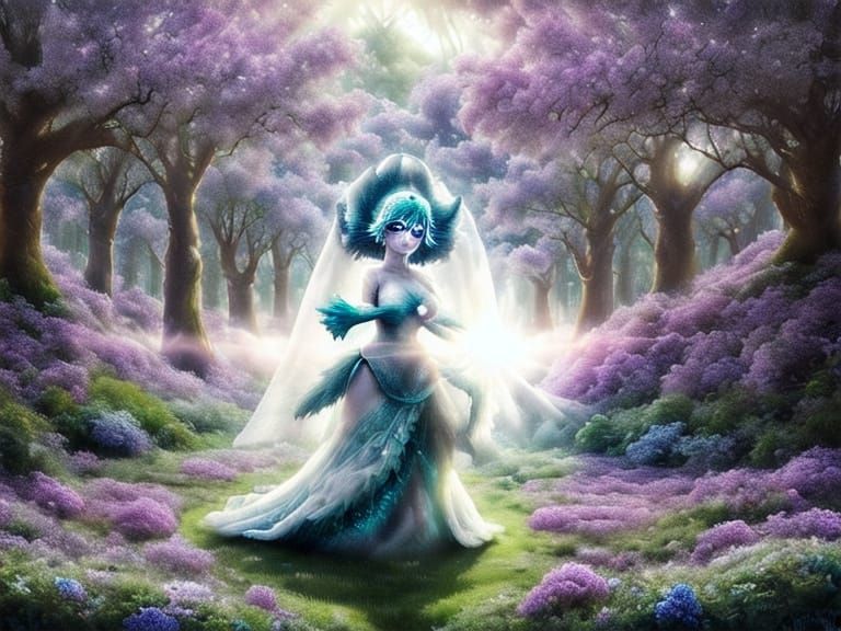 Surreal Portrait of an Ethereal Woman in a Dreamy, Iridescen...