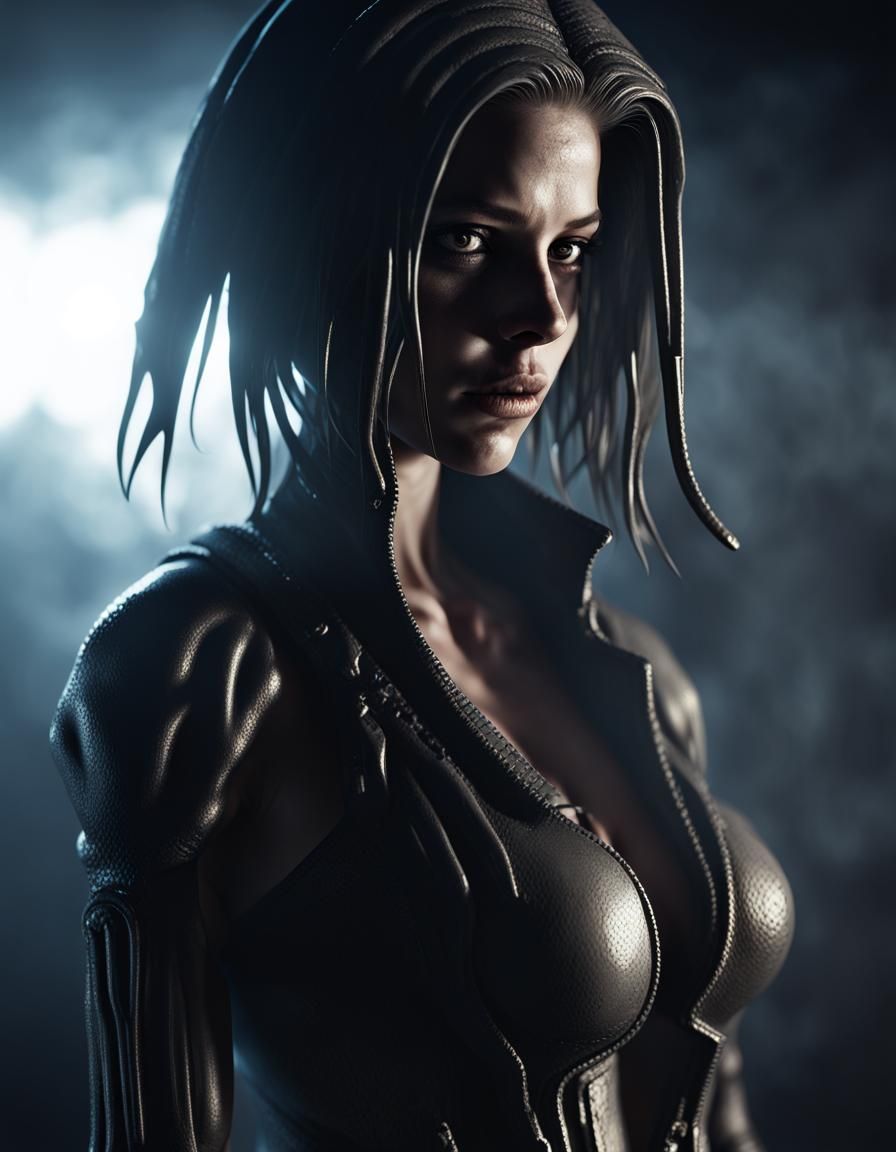 girl creed assassin, dark smoke around,, bright backlight ci...