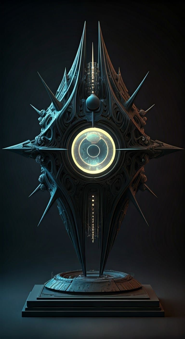Mysterious Entity in Futuristic Sculpture with Glowing Core
