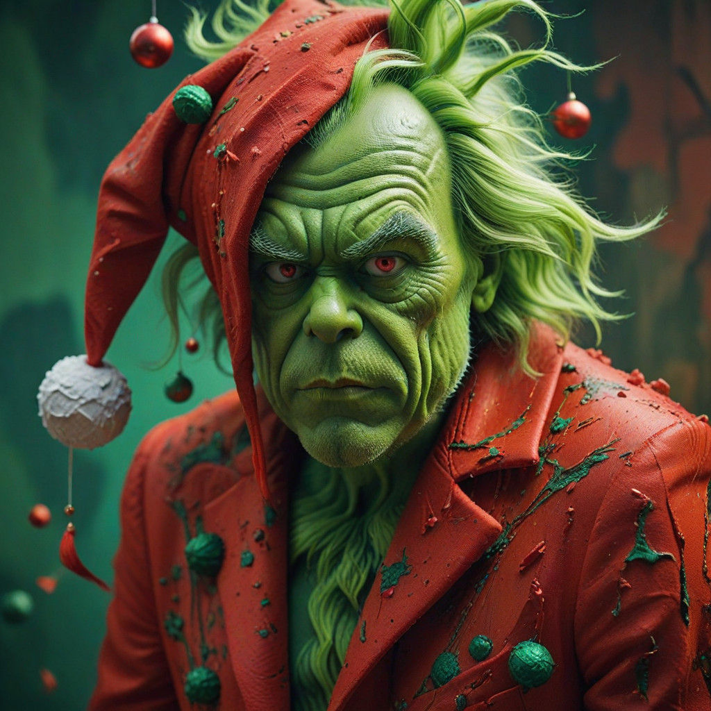 Ethereal Santa Transforms into the Grinch in a Whimsical Sur...