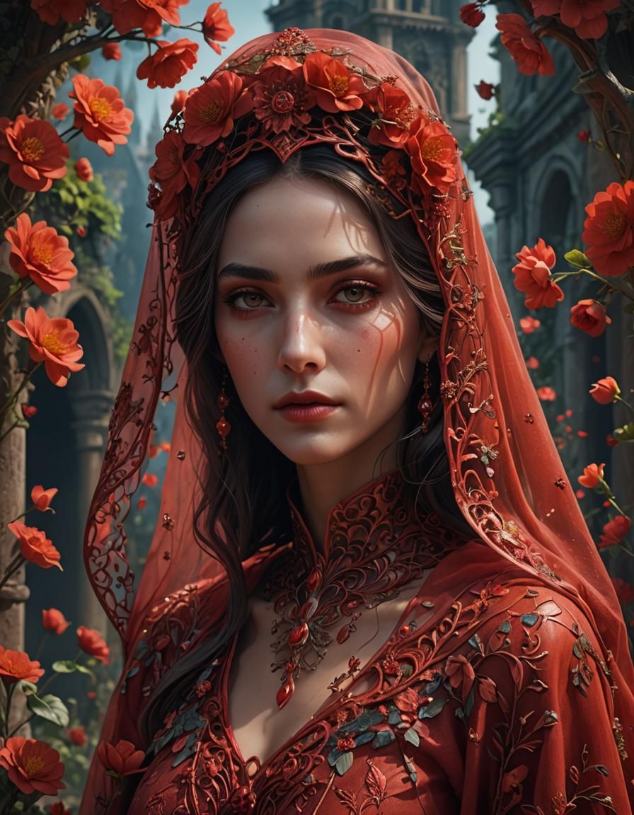 Lady in red portrait - AI Generated Artwork - NightCafe Creator