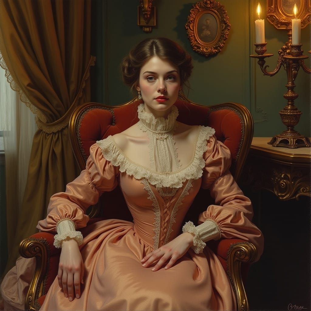 Elegant Victorian Lady in Opulent Setting