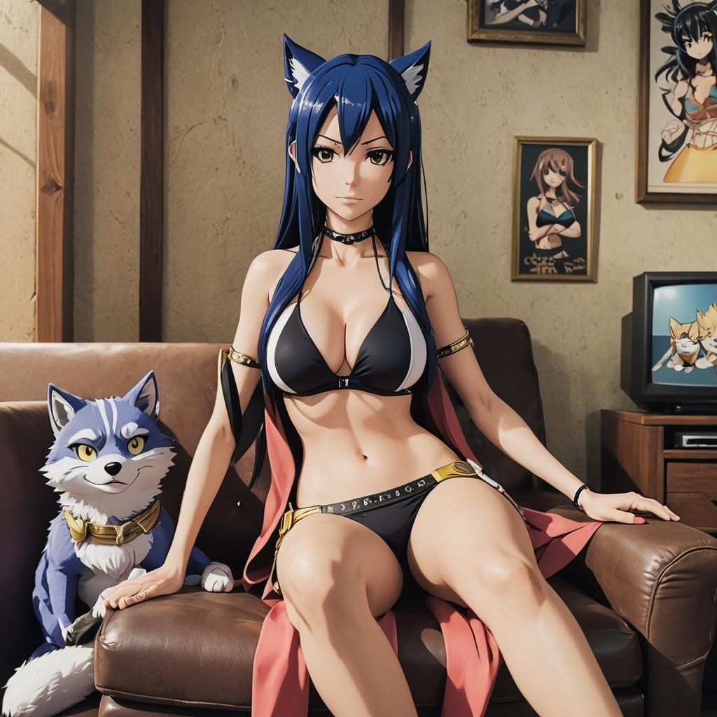 ultear milkovich in bikini from fairy tail as a real woman, wearing her  signature outfit, sitting next to cartoonstyle foxxy love out of the... -  AI Generated Artwork - NightCafe Creator