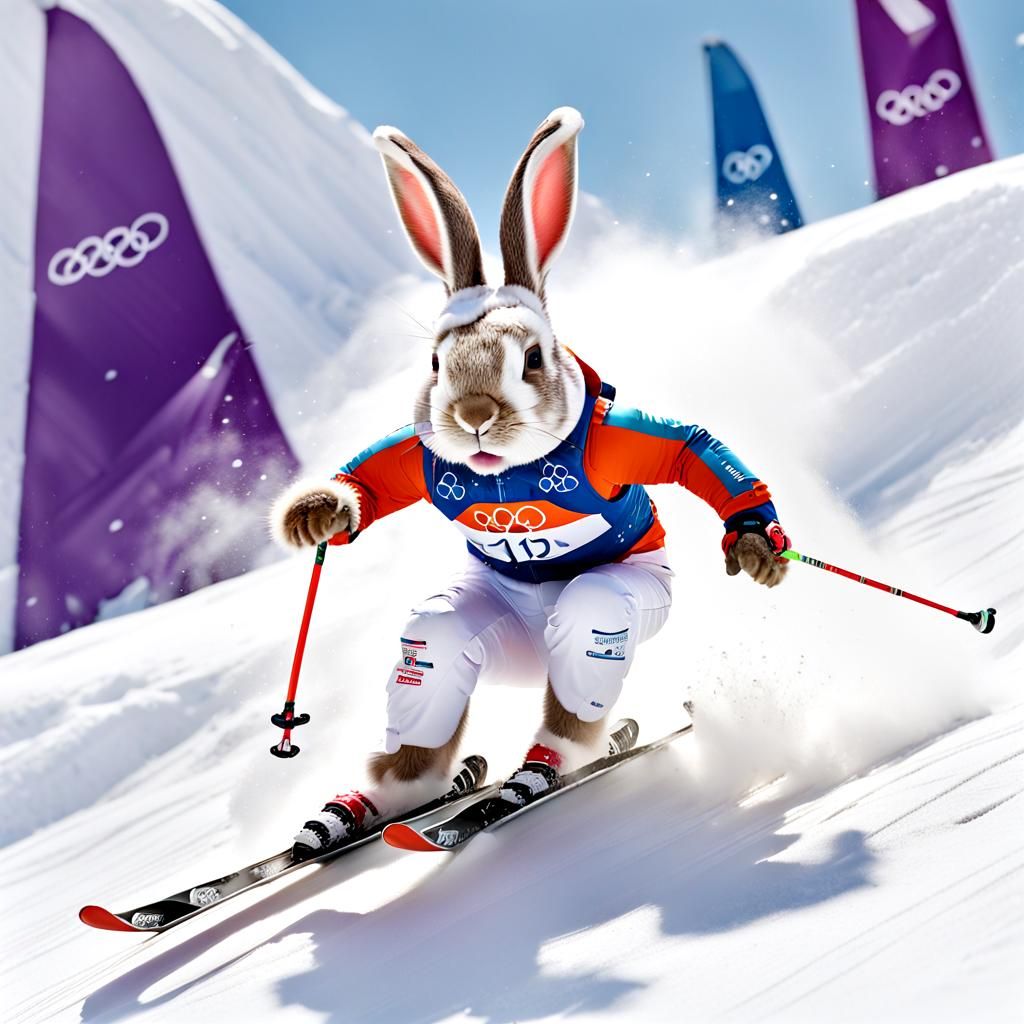A snow bunny in the ski slalom  by @BlueCat