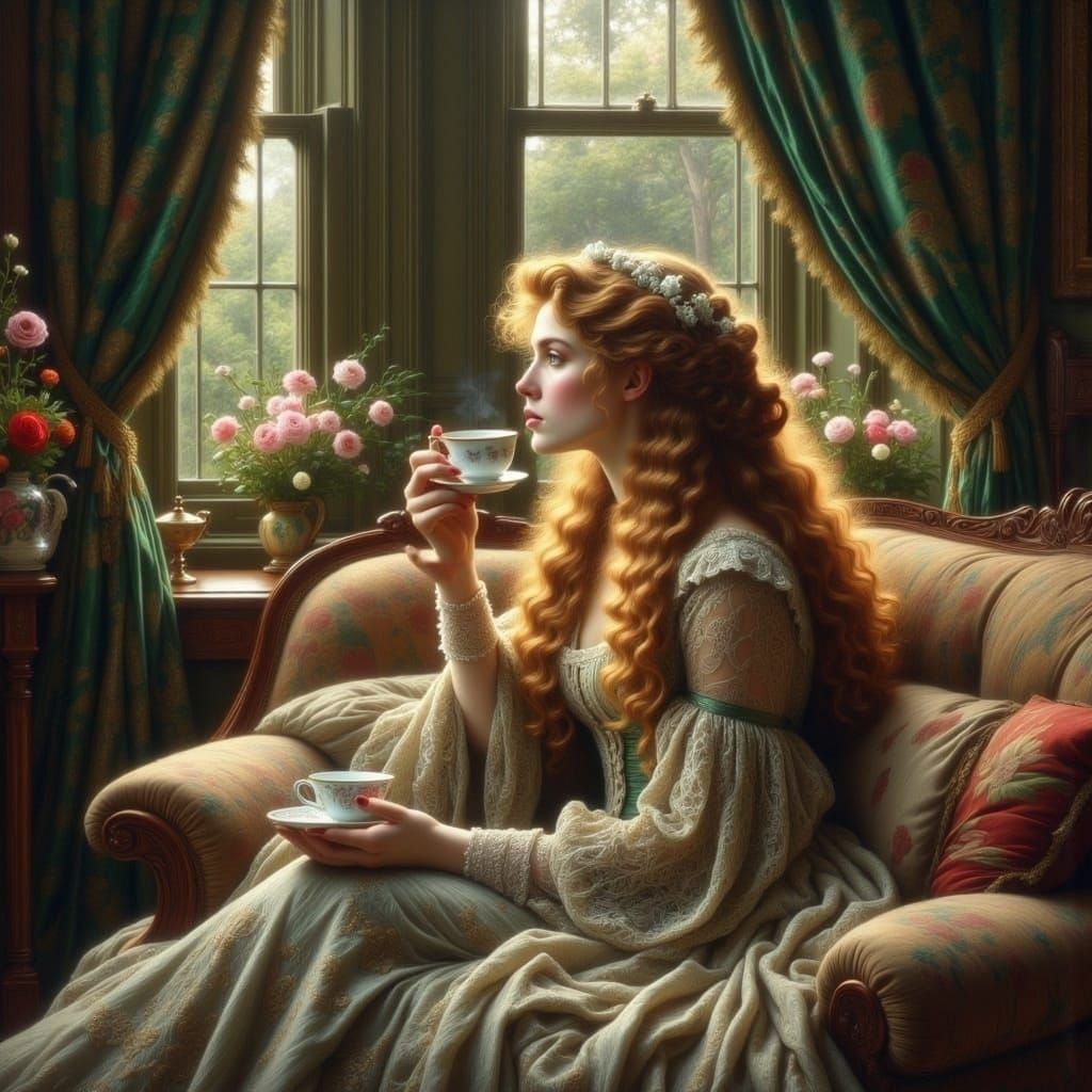 <lora:Pre Raphaelite Flux:1.0> 