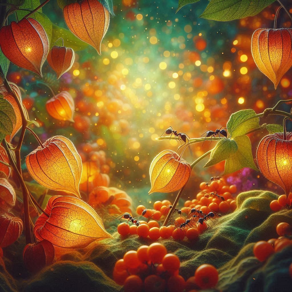 ants and physalis lanterns