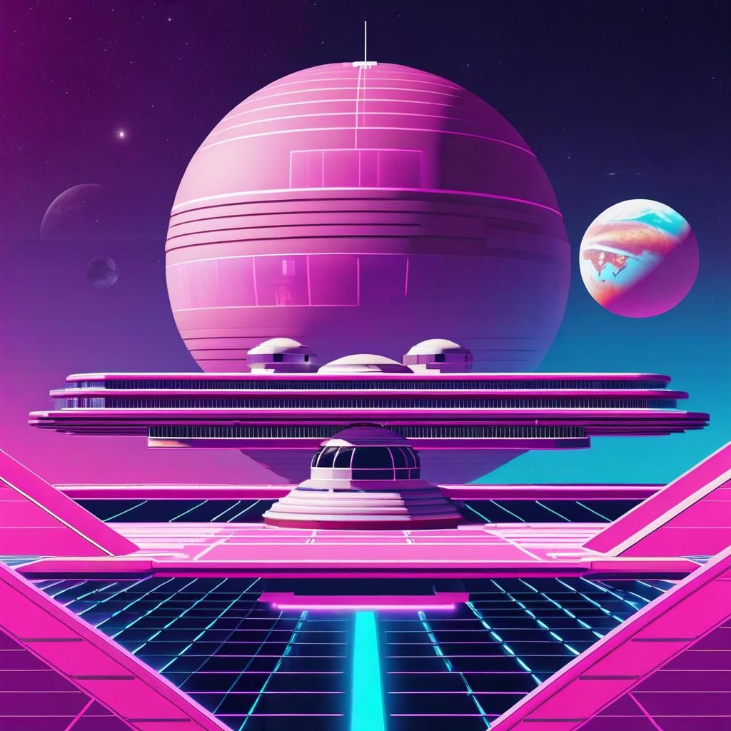 Vaporwave Aesthetic, Architectural design of a Space Station - AI ...