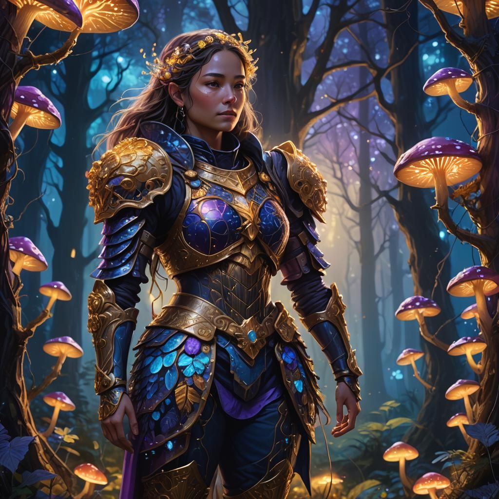 Mystical Forest Guardian in Ornate Armor