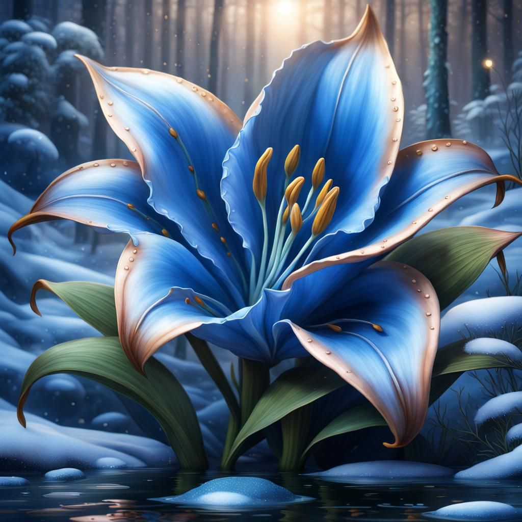 Blue Lily Flower.