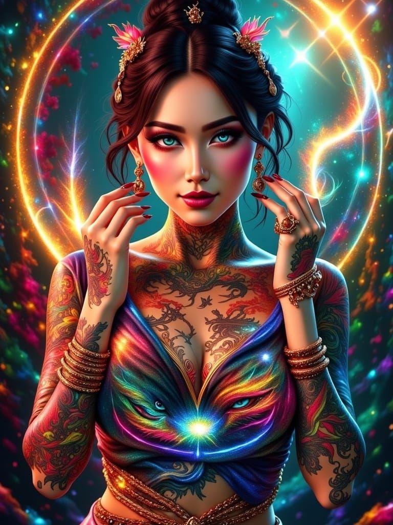 Surreal Yakuza Goddess in Vibrant Tokyo Streets