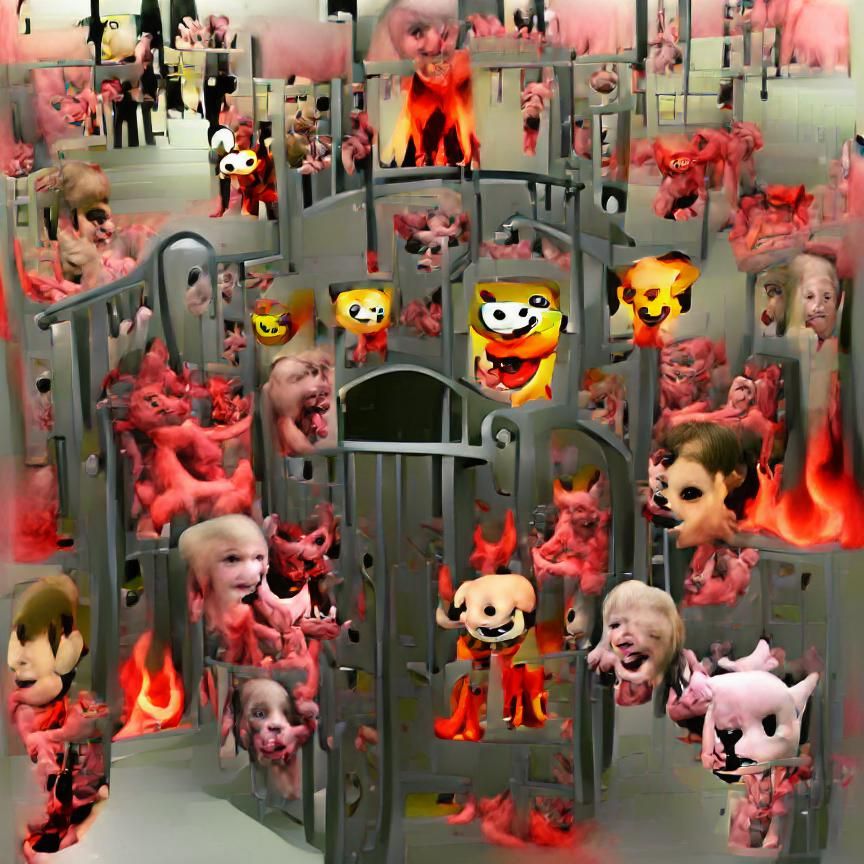 The Gates of hell overflowing with tortured souls