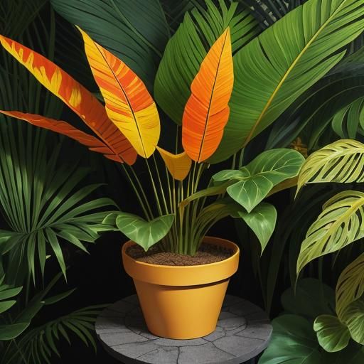 A vibrant and eye-catching photograph of a Codiaeum variegat...