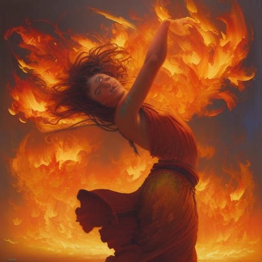 colorful flames dancing in the air.”