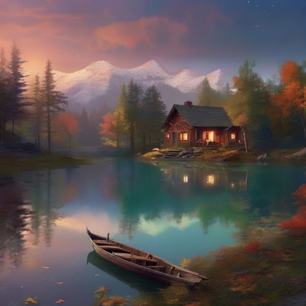 Enchanted Cottage Amidst a Starlit Forest