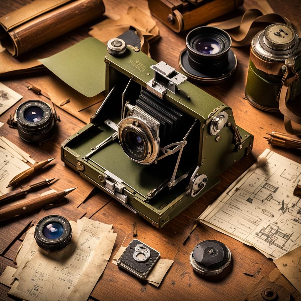 Boy Scout Kodak Olive Green Camera - 1930's Inventing Desk  by @naturextreme