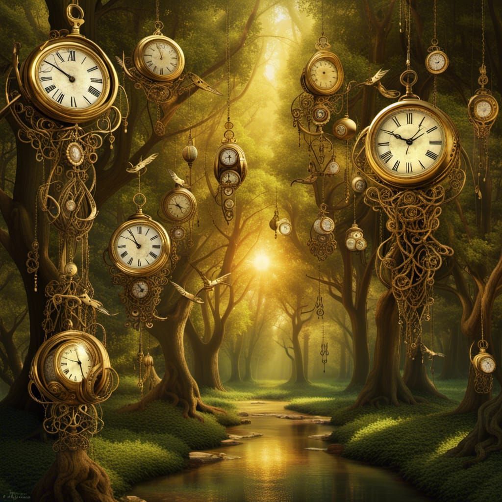 Clock Forest - AI Generated Artwork - NightCafe Creator