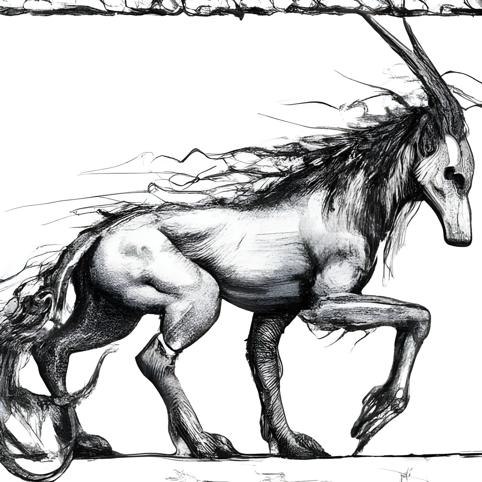 Pen and ink, primitive, Celtic, Elvin, Elvish, ancient, brus...