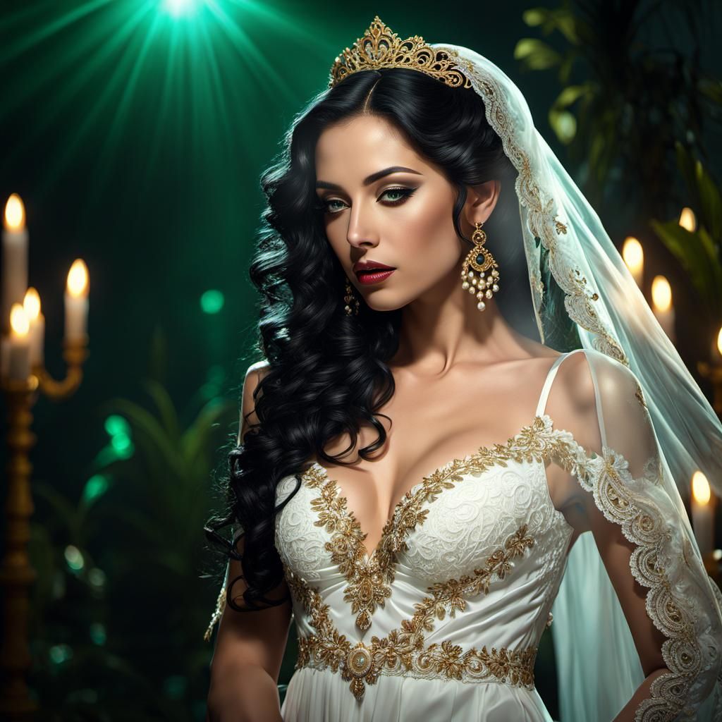 Emerald Oasis: Female Portrait in Fantasy Art Style