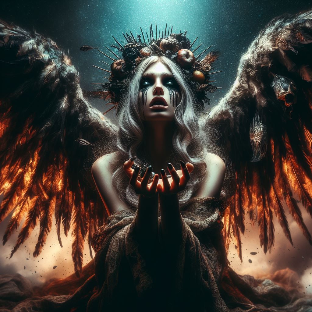 Echoes of Avarice: The Fallen Angel of Greed and Sorrow