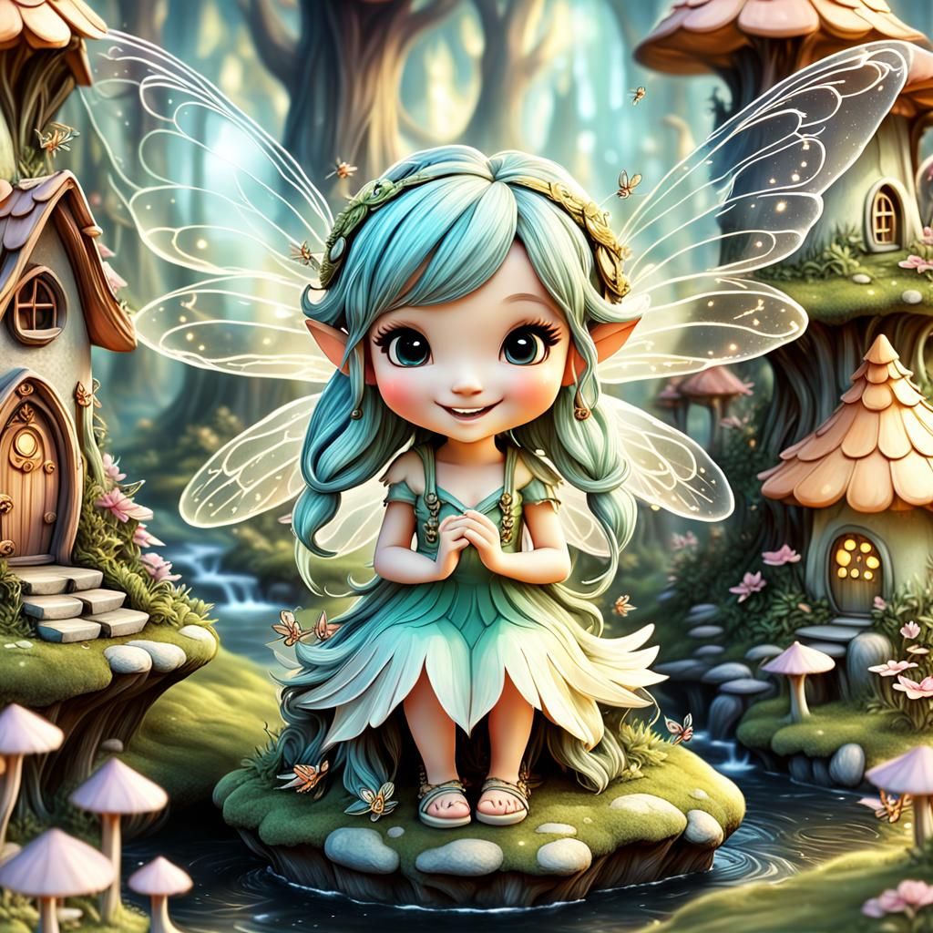 Cute Fairy in her Fairy Village - AI Generated Artwork - NightCafe Creator