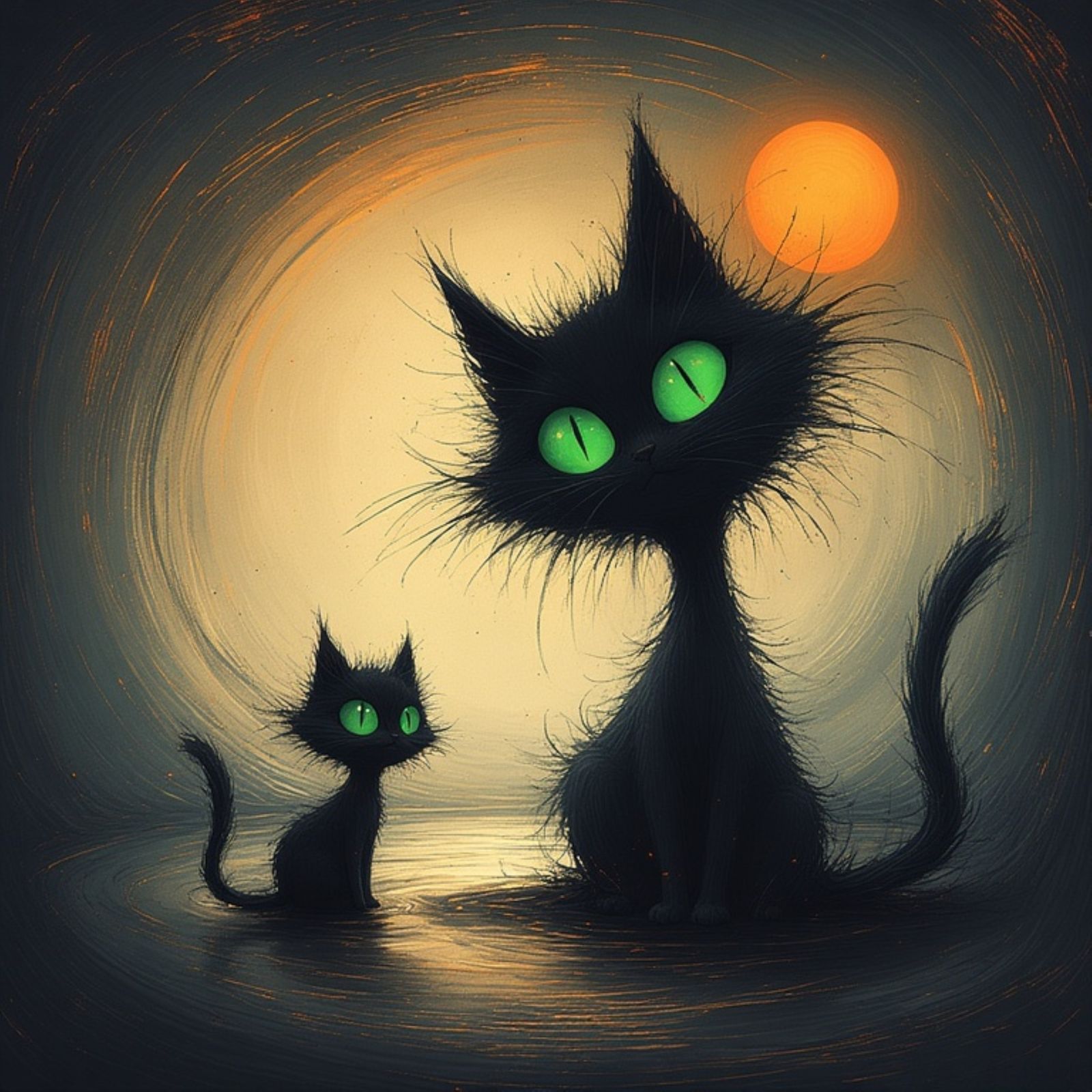 Two enigmatic black cats