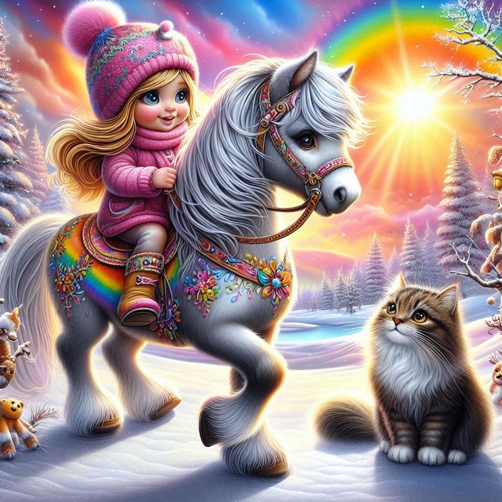 little girl riding her pony.