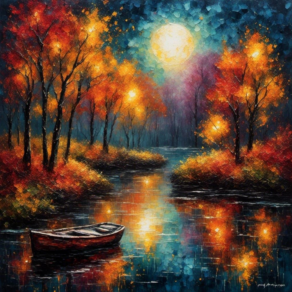 Autumn colours, fireflies full moon  by @Nomes69