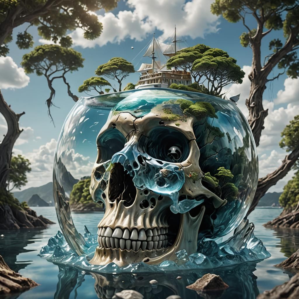 Glass Skull Island: Surreal Mixed Media Cinematography