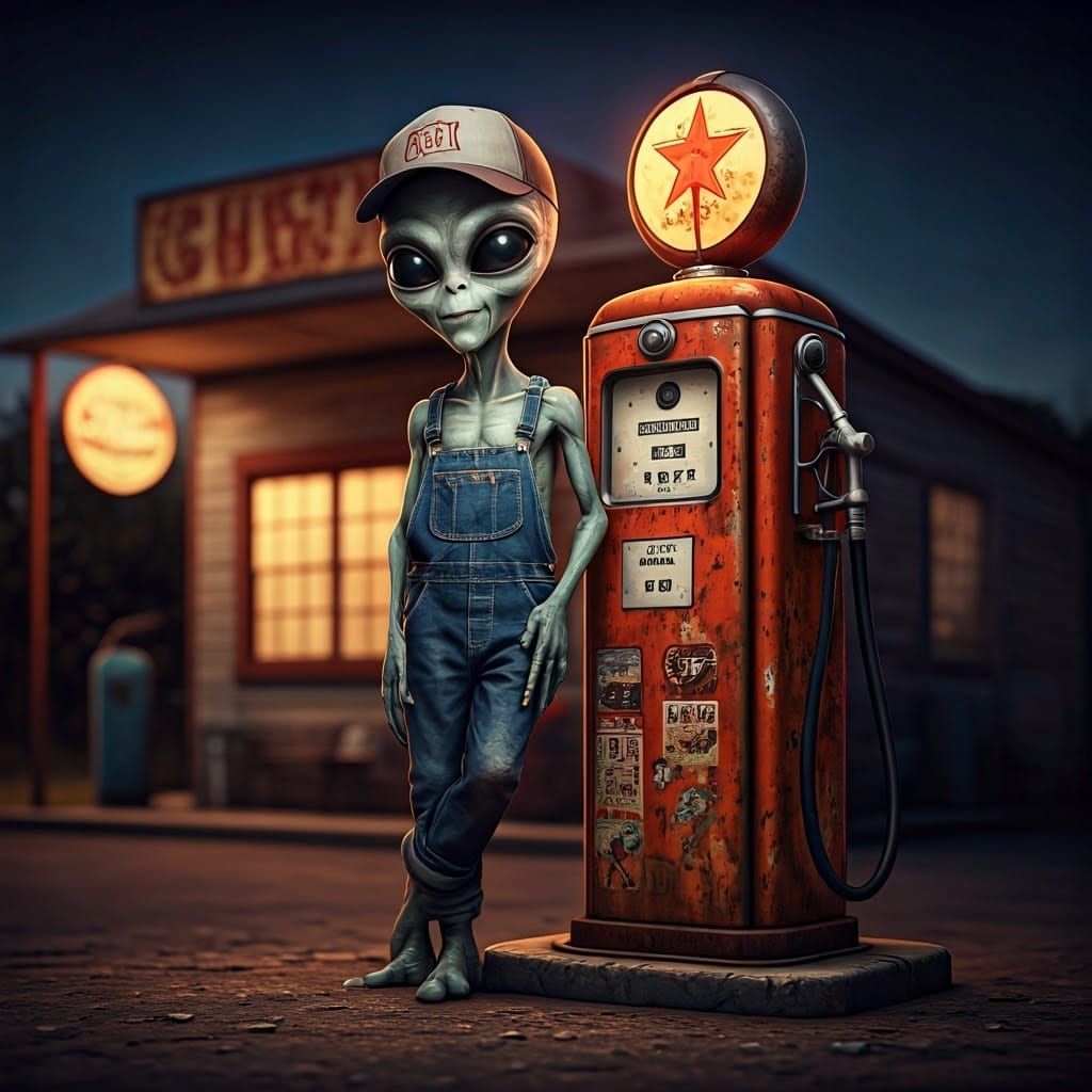 Alien gas station   by @Sassy 