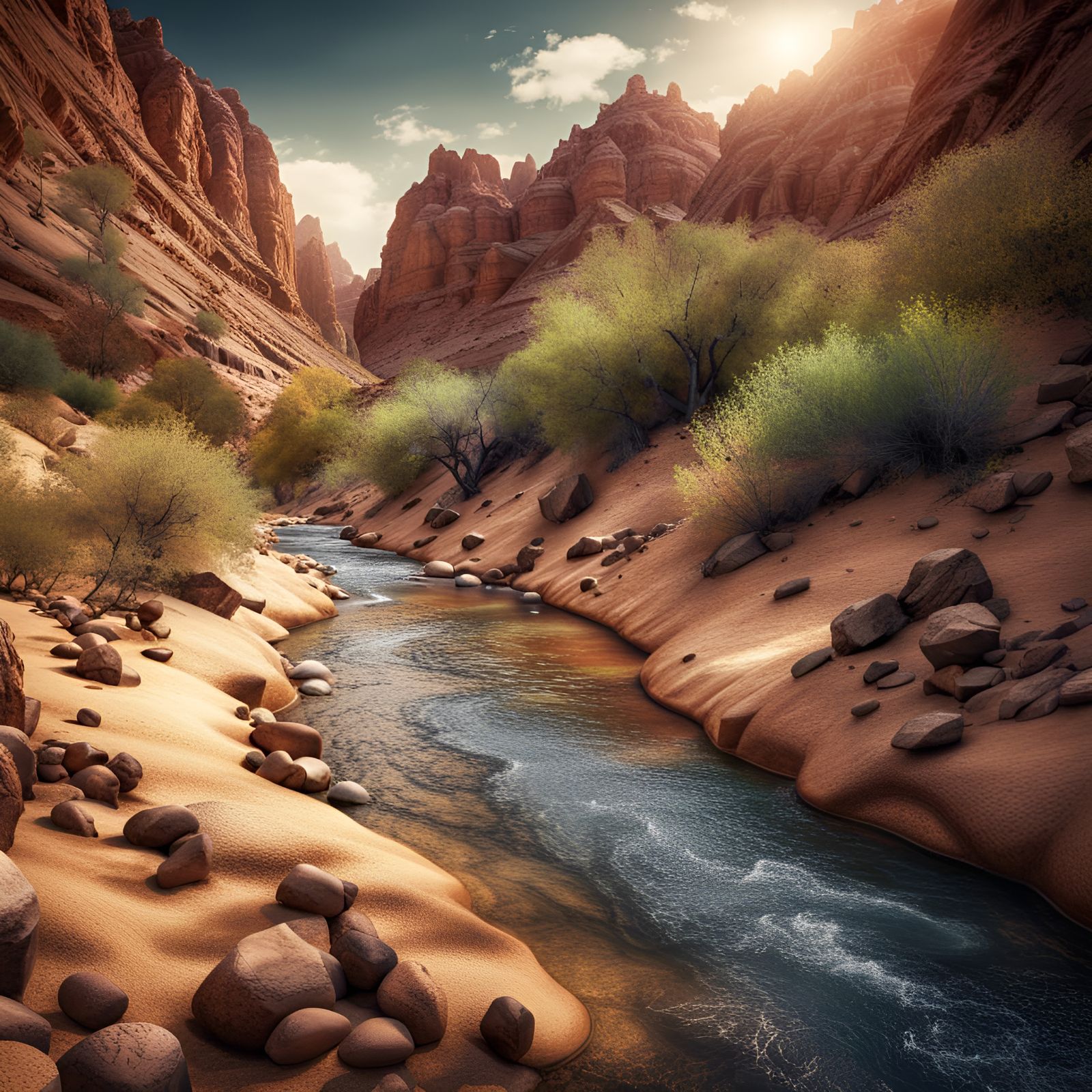 Desert canyon with creek  by @Tanke