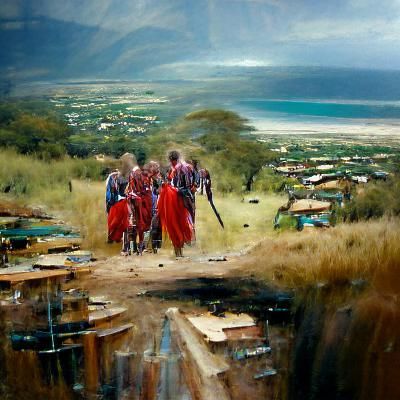 A tanzanian village full of Maasai warriors