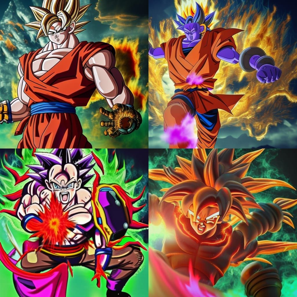 goku demon surrounded by fire with evil angels above him gold thunder ...