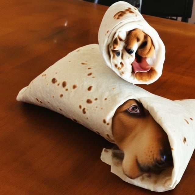 dog in a burrito