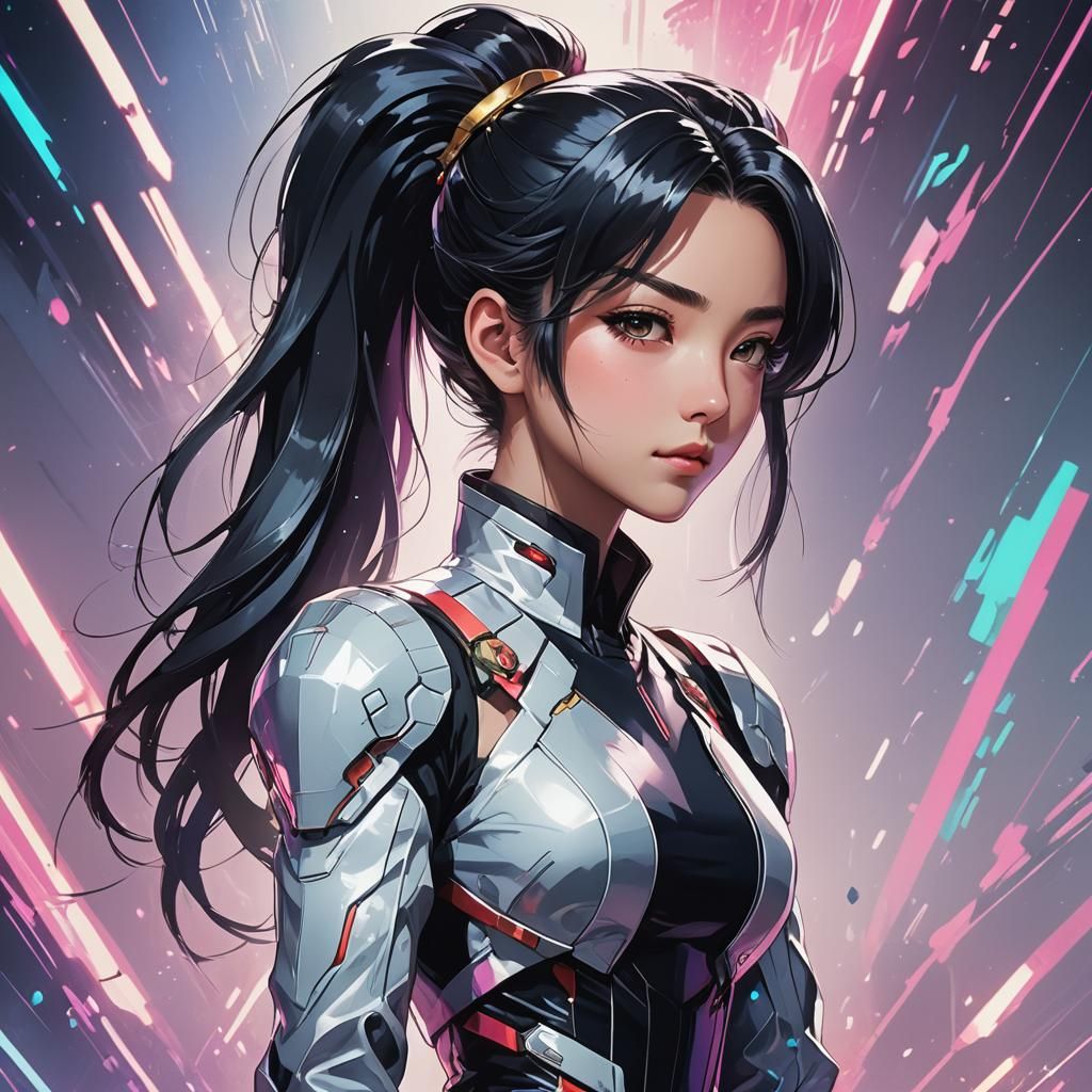 Anime Duchess in Futuristic Noble Attire