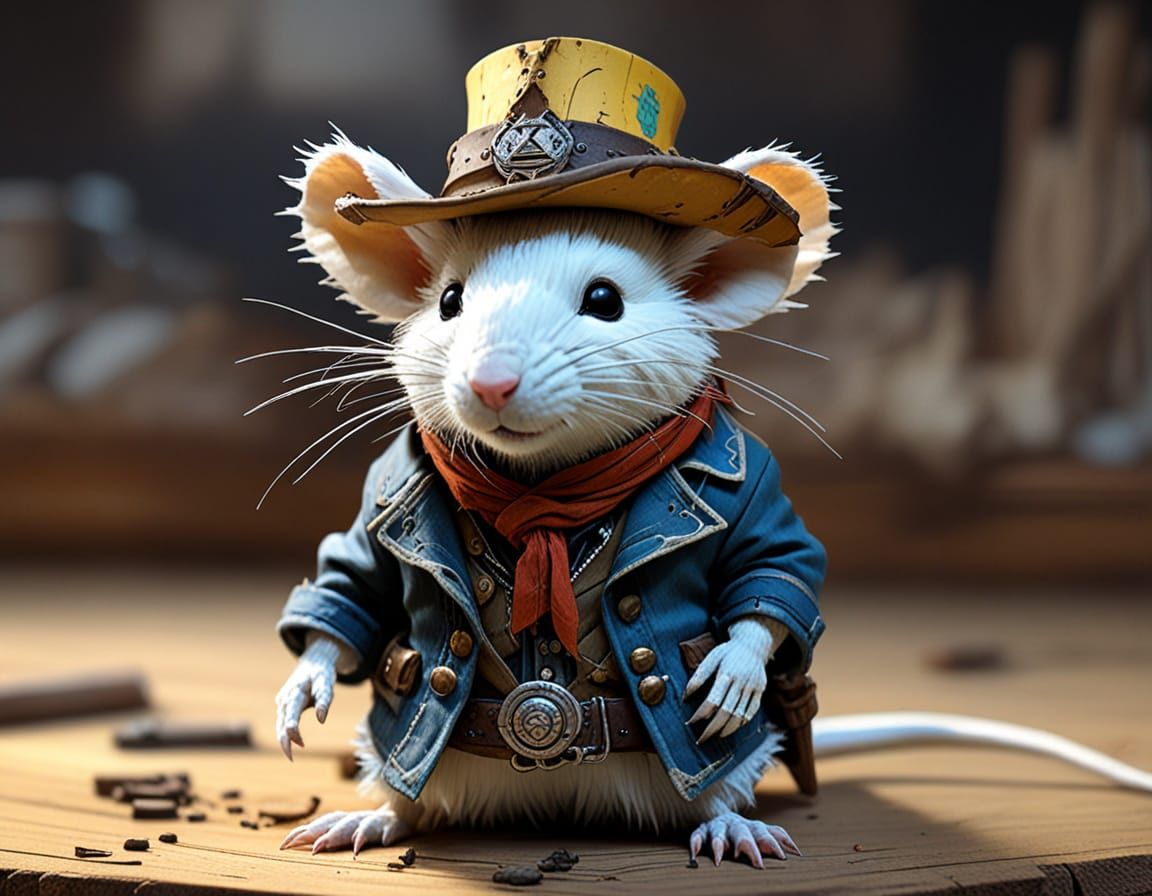white rat plushie wild west gunslinger 