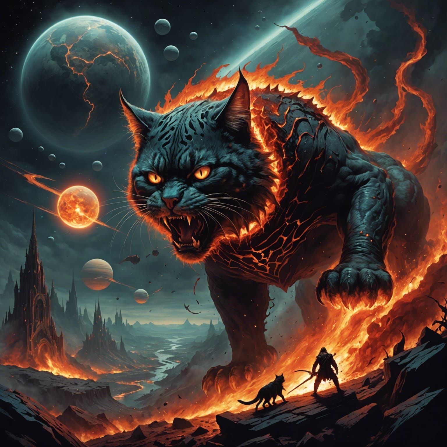 Hell cat destroying planets