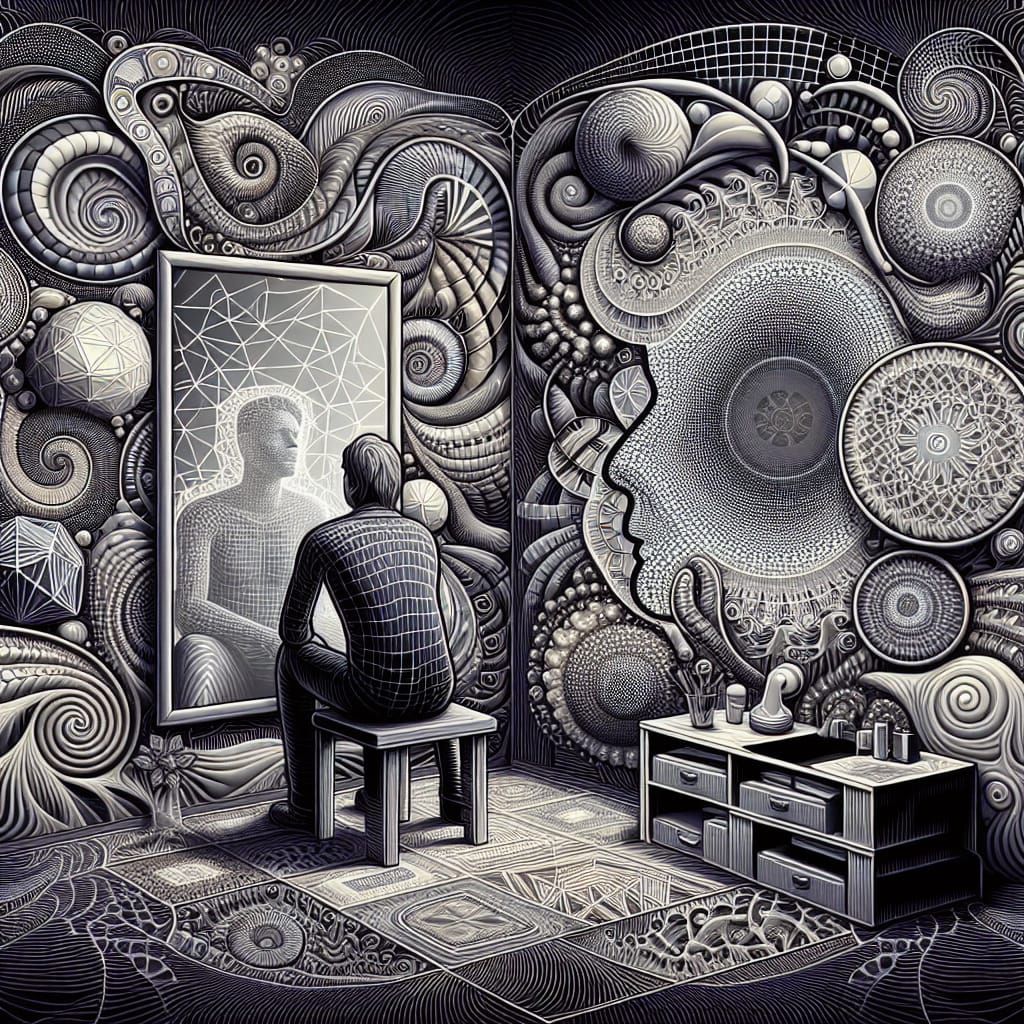 Abstract Reflection: A Zentangle and Fractal Self-Portrait