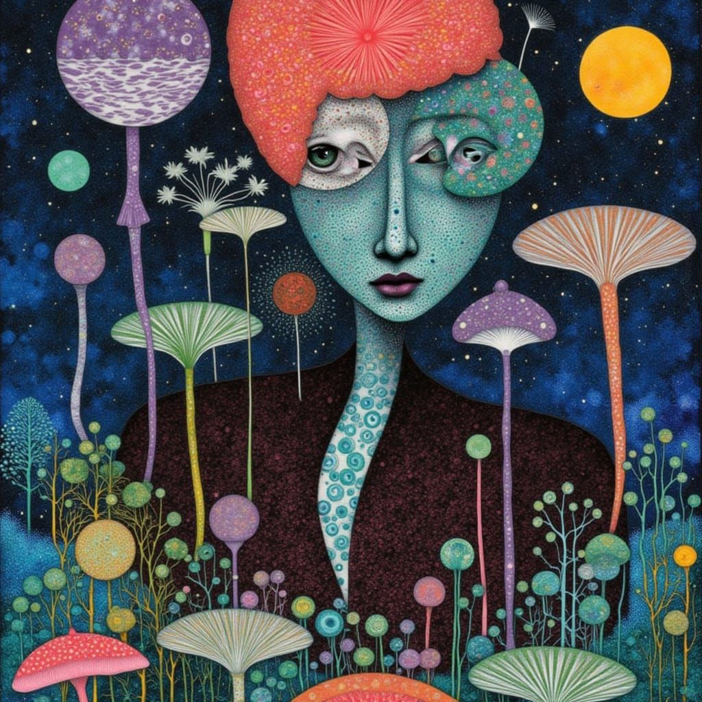 <lora:fantasy:1.0> <lora:art:1.0> <lora:SecretSauce:1.0> Strikingly emotive surreal Collage made from fragments torn from gelatin_Monotypes ...