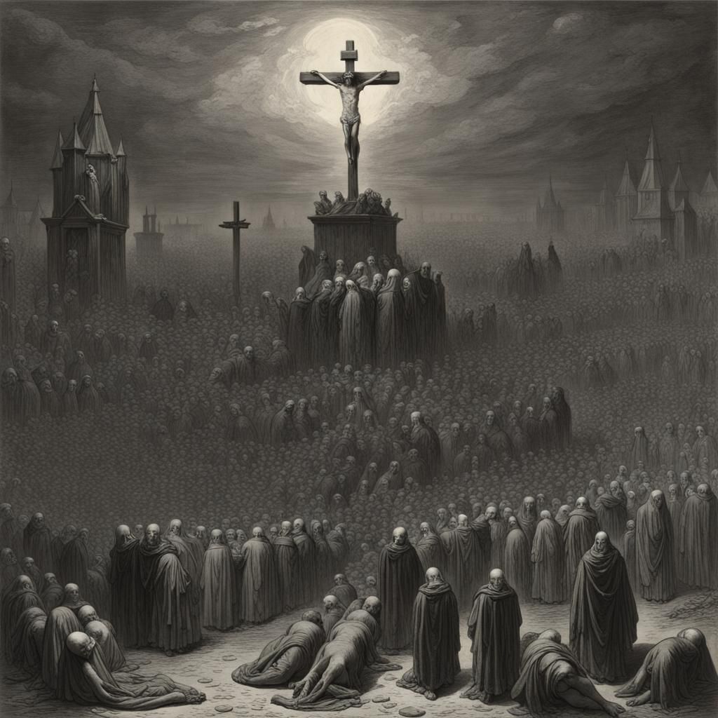 A sea of crucified bodies - AI Generated Artwork - NightCafe Creator