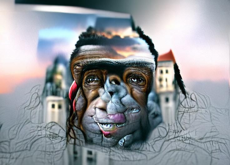 a portrait of a ape that looks like lil wayne
