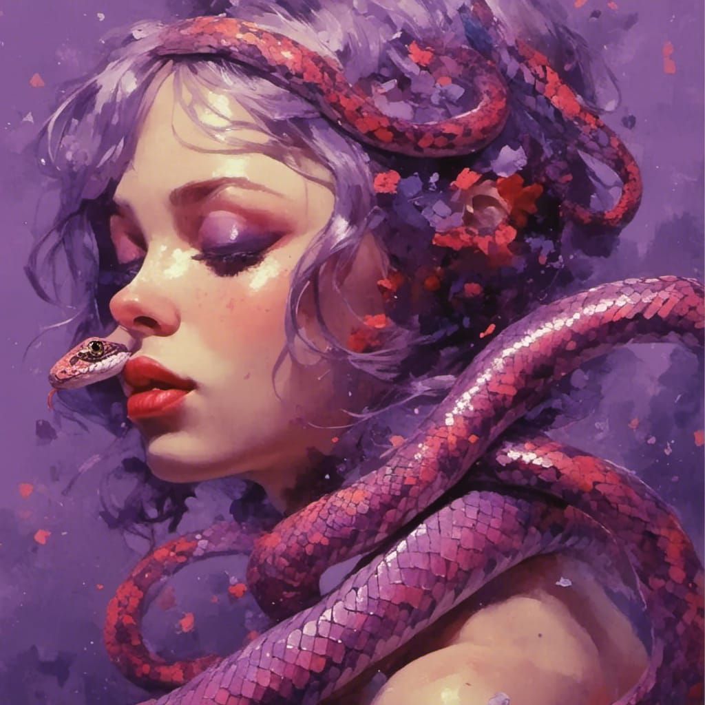 Violet snake <lora:Purple World:1.0> 