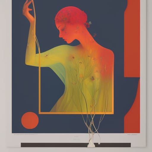 Ethereal Ballerina Double Exposure in Art Nouveau Style