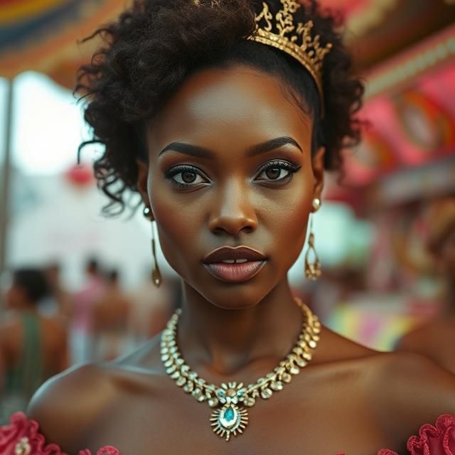 Regal Brown-Skinned Woman in Cinematic Portrait A stunning p...