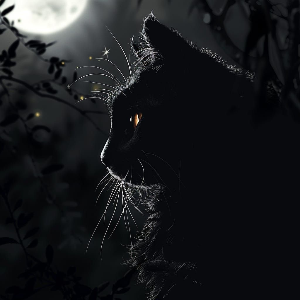 Black Cat in the Moonlight
