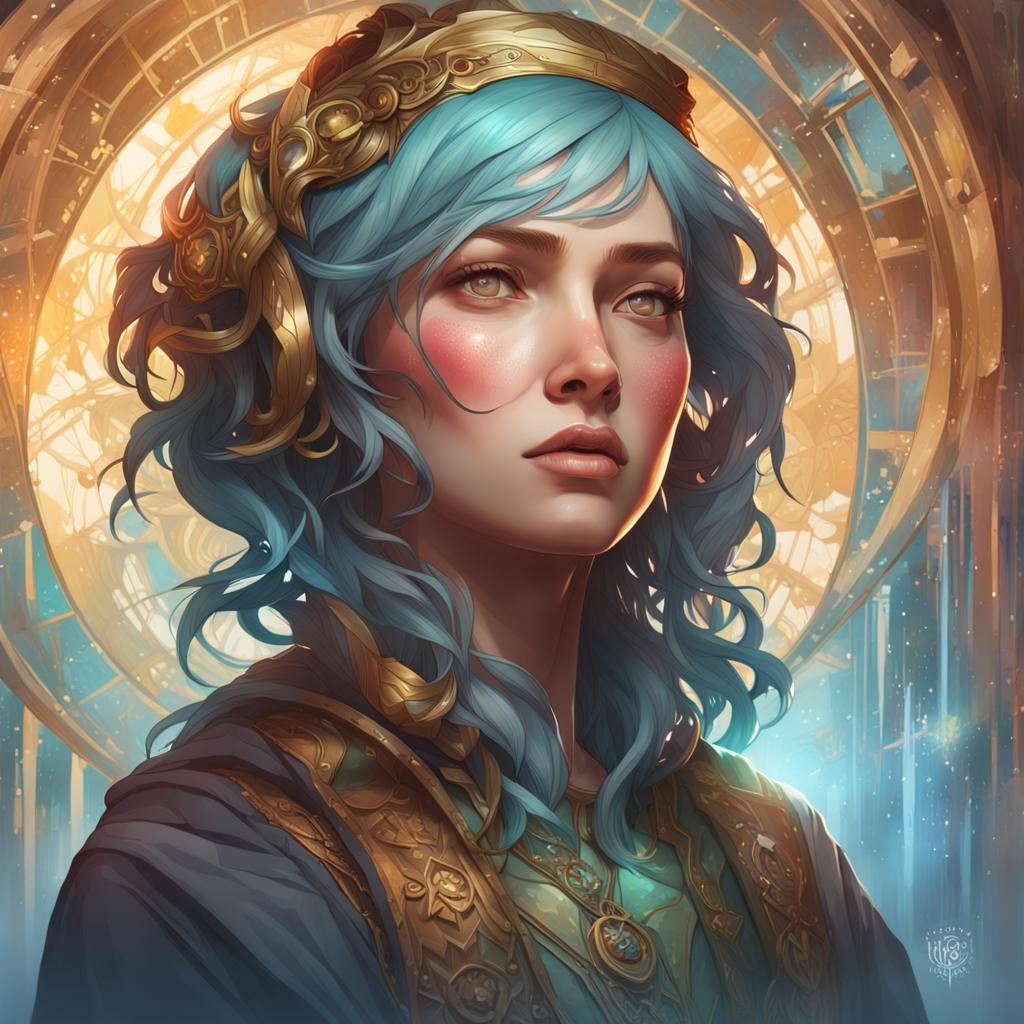 Radiant Inner Light Portrait in Art Nouveau Style
