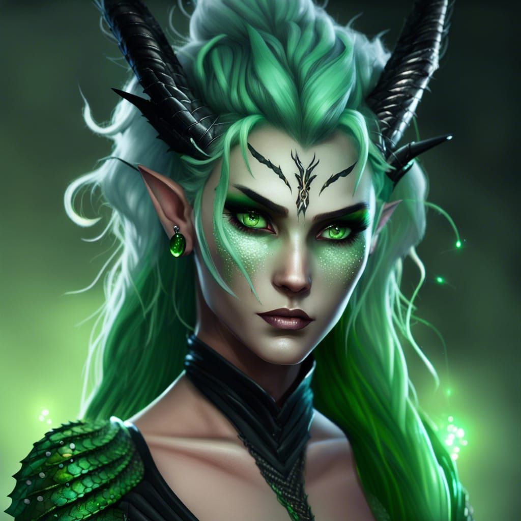 Green dragon woman - AI Generated Artwork - NightCafe Creator