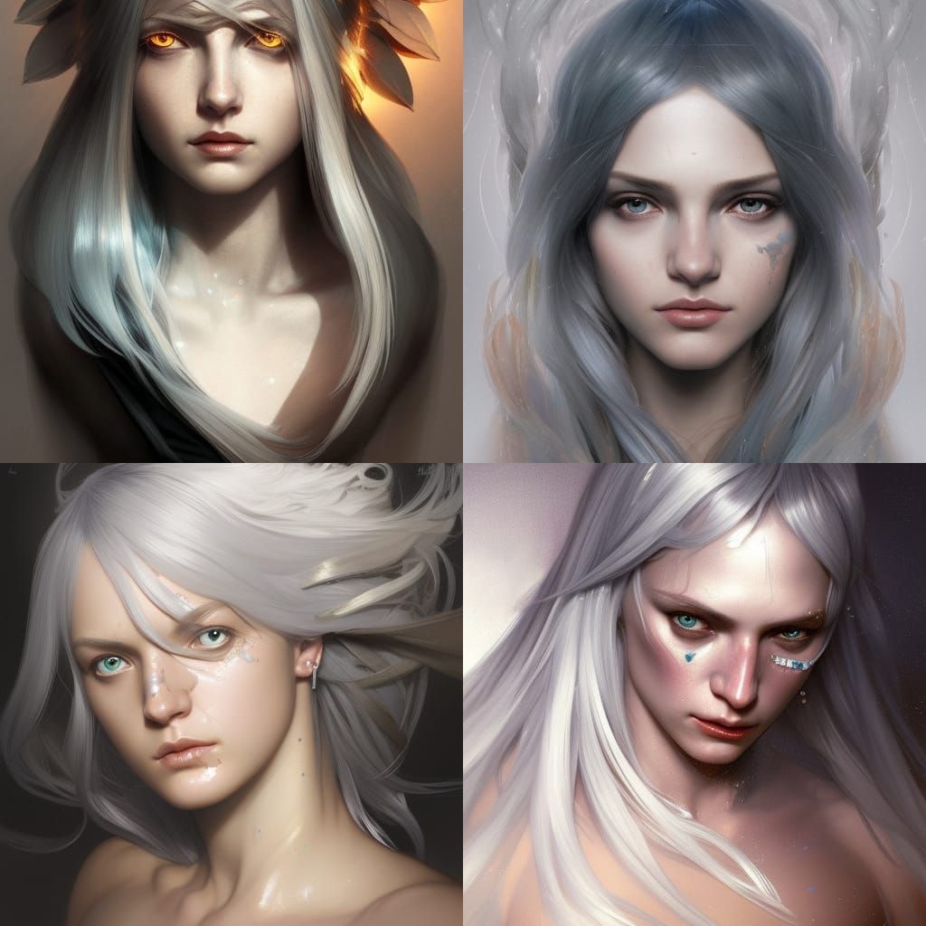 the goddess with silver hair and white eyes - AI Generated Artwork ...